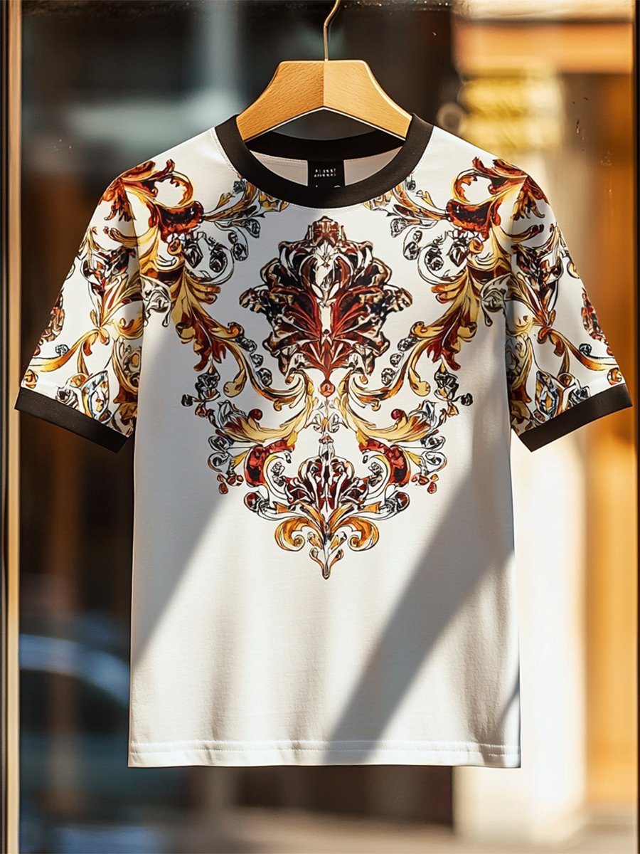 Men's Business Luxury Printed Cotton Short Sleeve T-Shirt