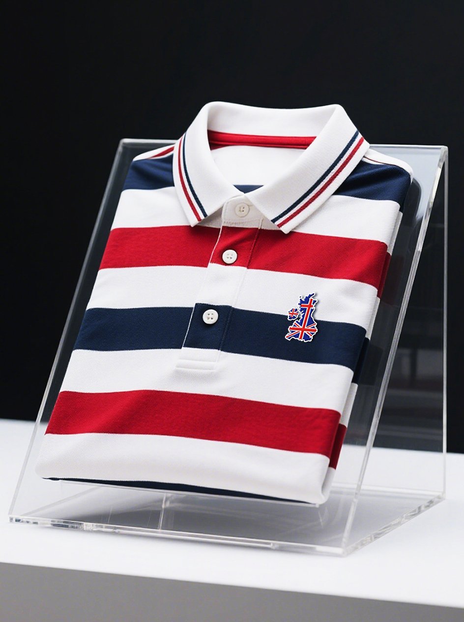 Men's Business Union Jack Casual Button Short Sleeve Polo Shirt