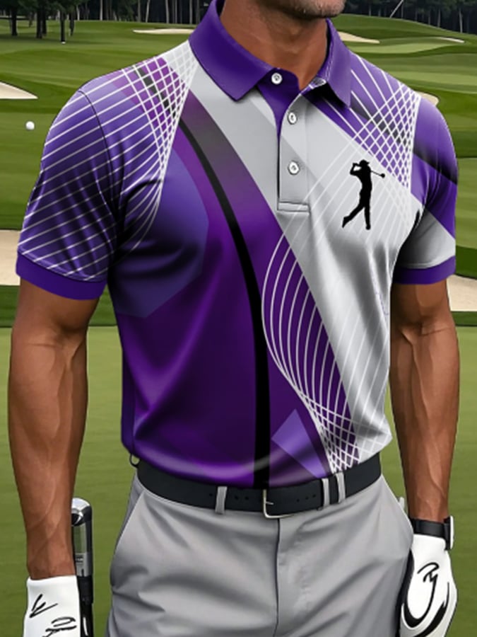 Men'S Casual Print Short-Sleeved Polo Shirt