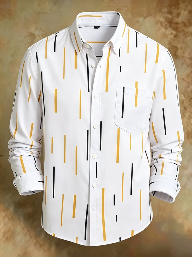 Men's Retro Abstract Art Print Comfortable Business Style Shirt