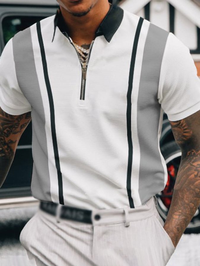 Men'S Casual Contrast Print Polo