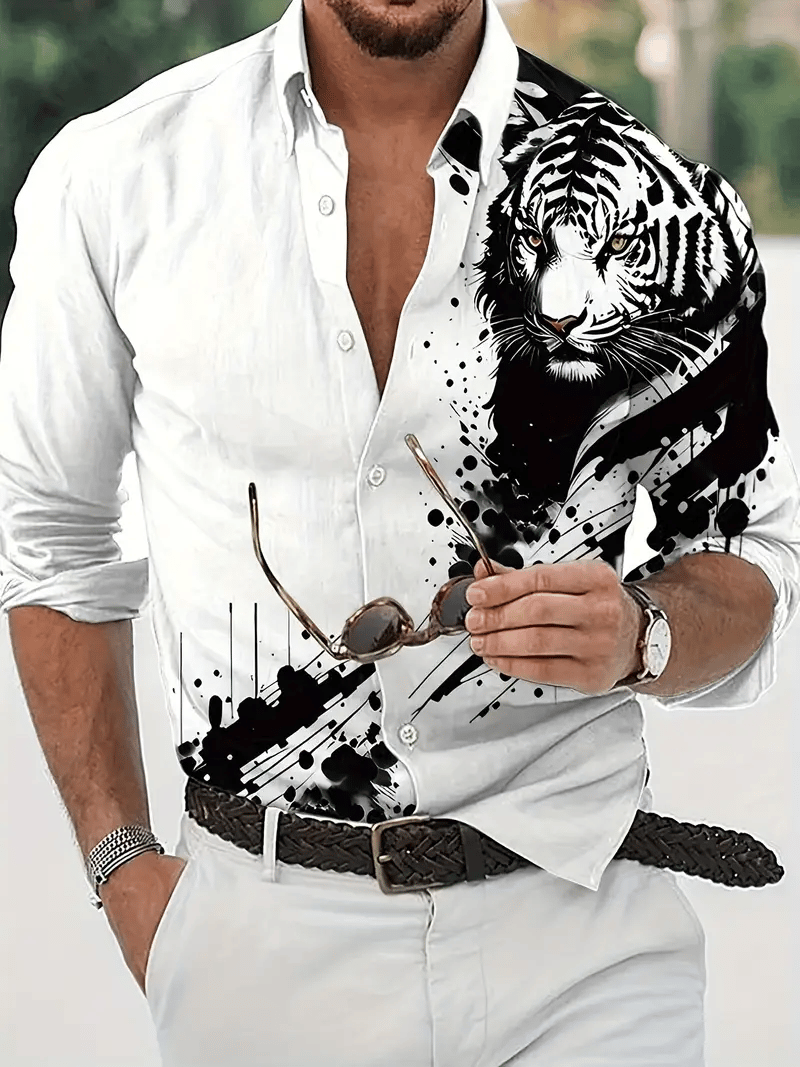Men's Street Style Business Casual Printed Long Sleeve Shirt