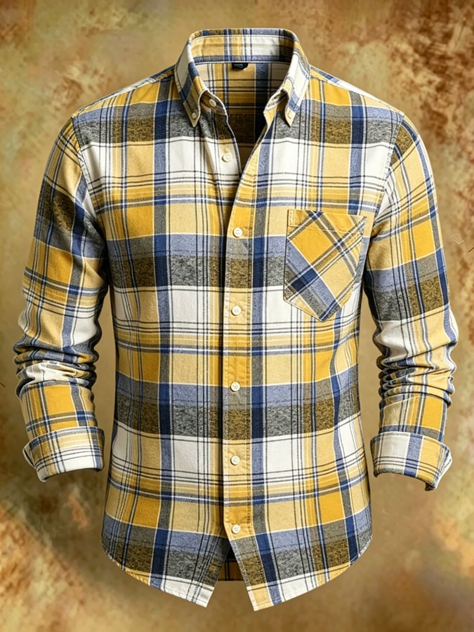Men's Retro Abstract Art Print Comfortable Business Style Shirt