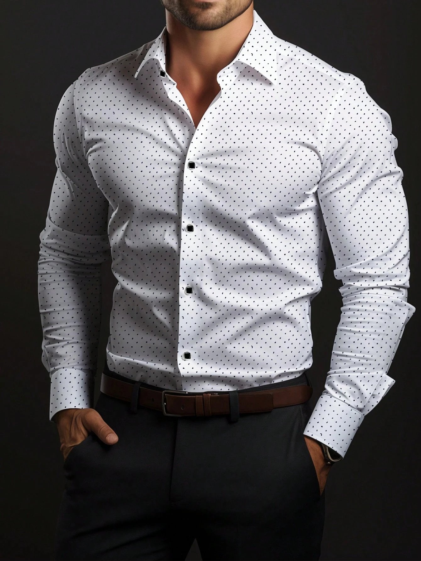 Men's Street Style Business Casual Printed Long Sleeve Shirt