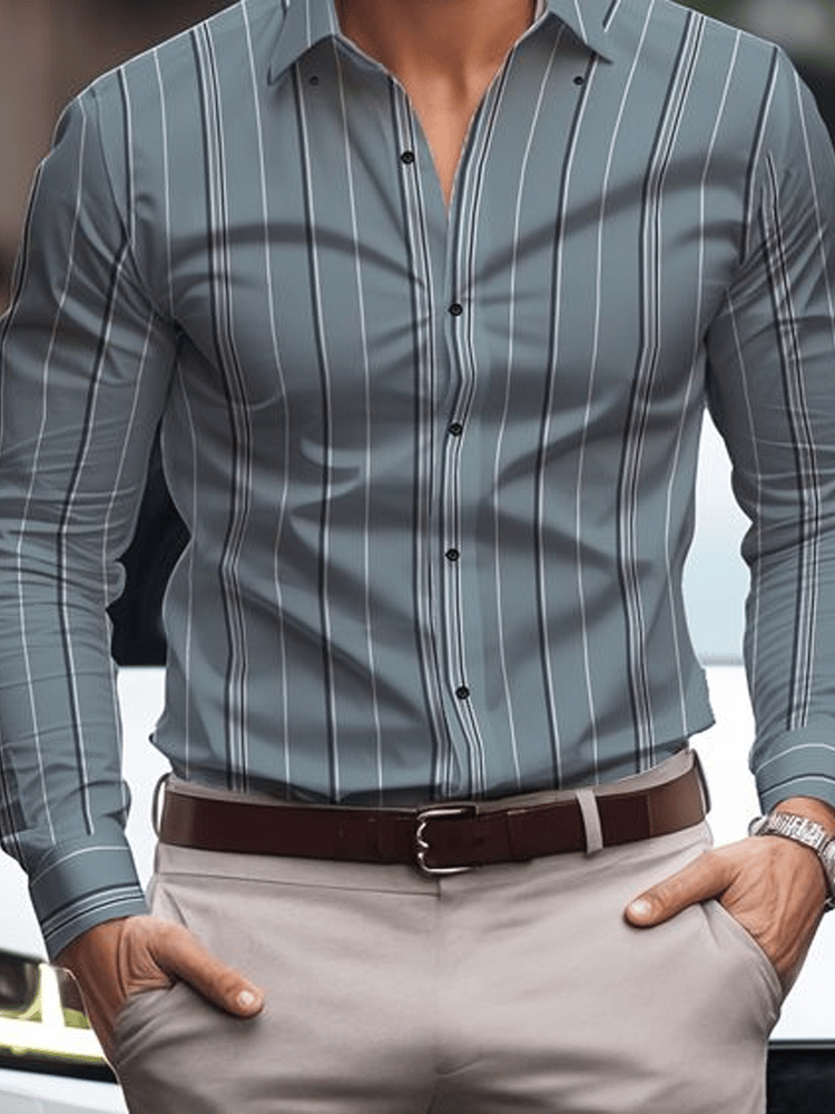 Men's Plaid Business Long Sleeve Shirt