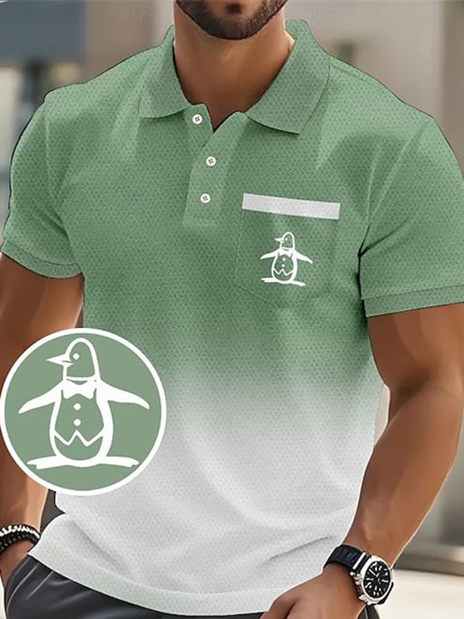 Men's Fashion Business Letter Printed Casual Polo Shirt