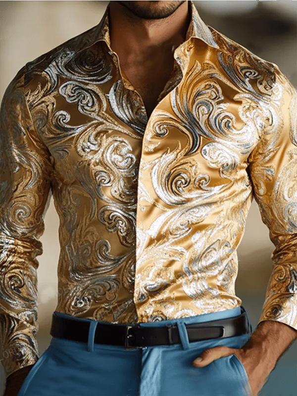 Men's Vintage Print Long Sleeve Shirt