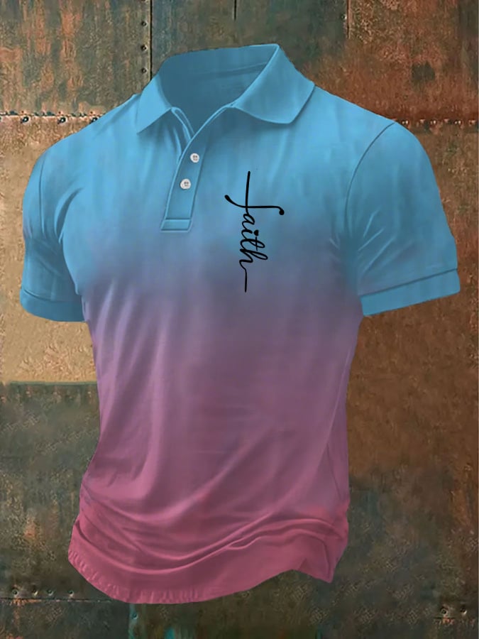 Men's Retro Faith Casual Printed Polo Shirt