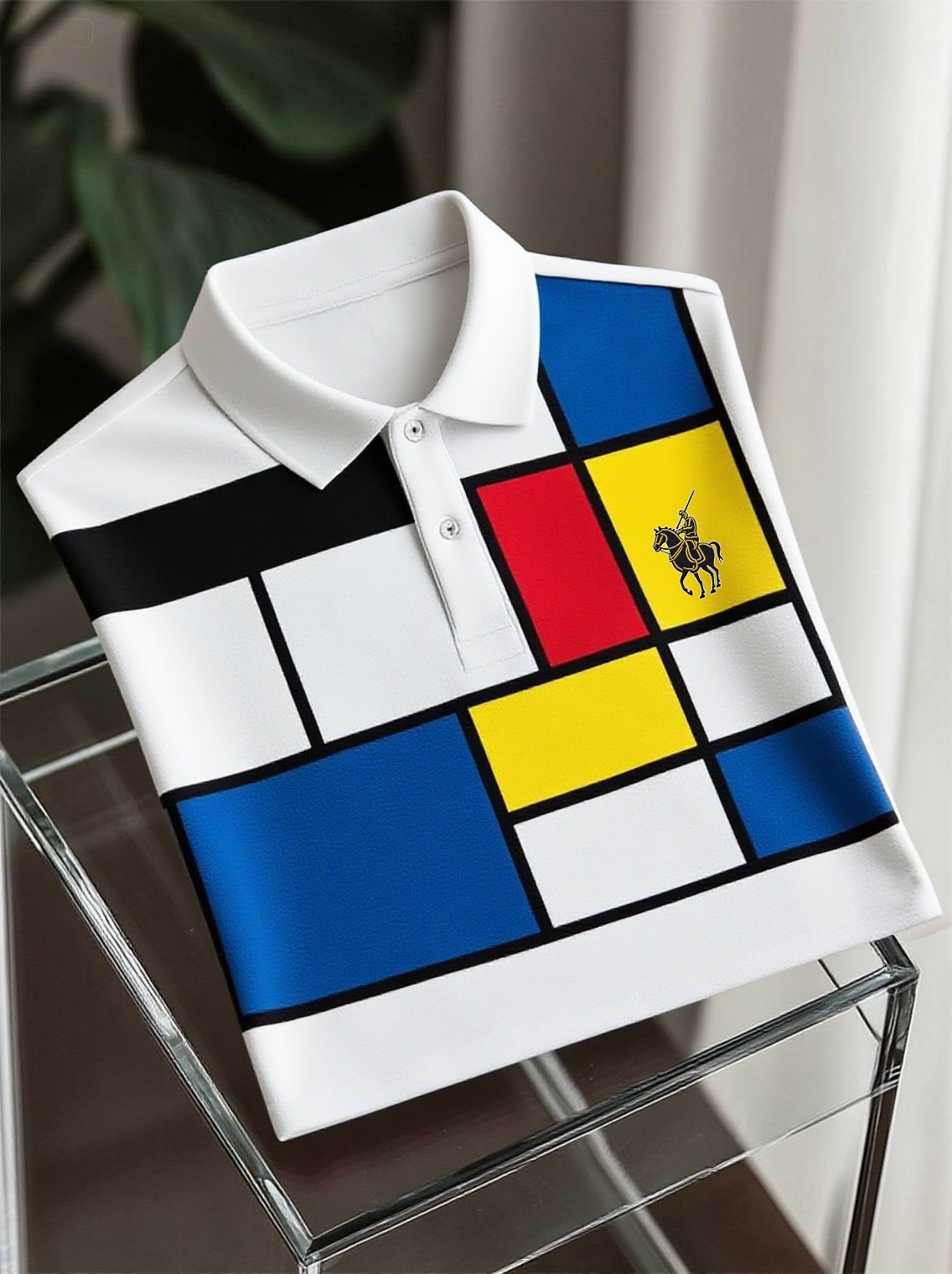 Men's Business Casual Art Button Short Sleeve Polo Shirt