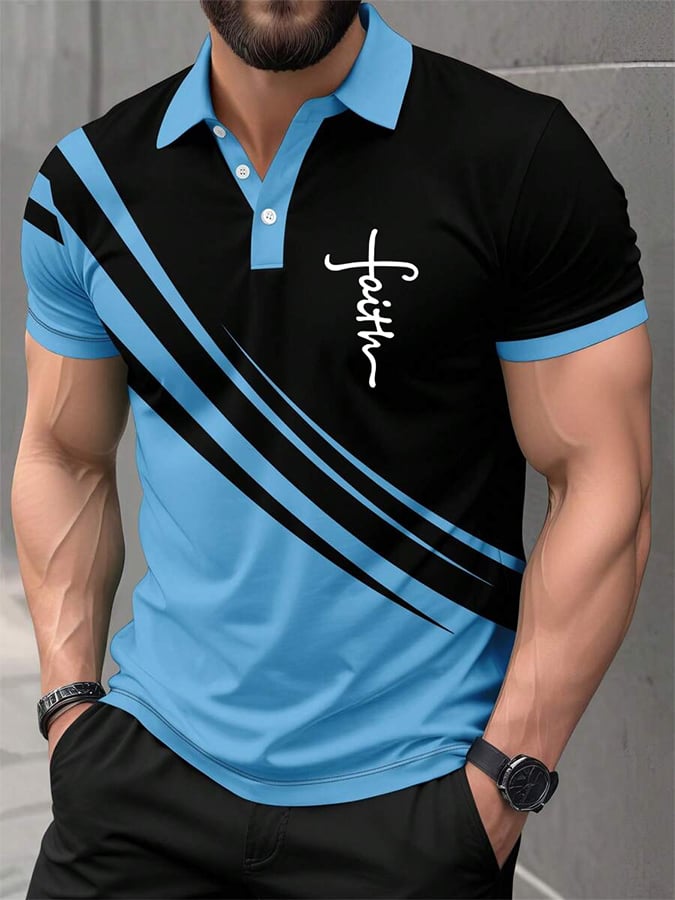 Men's Retro Faith Casual Printed Polo Shirt