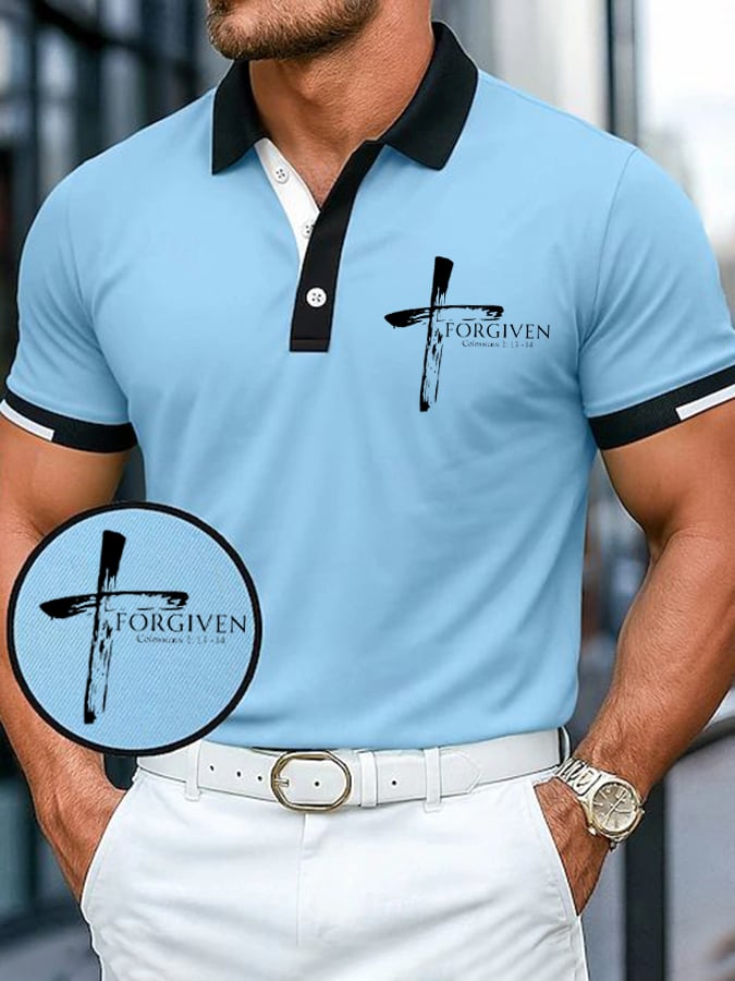 Men's Casual Contrast Color Faith Polo