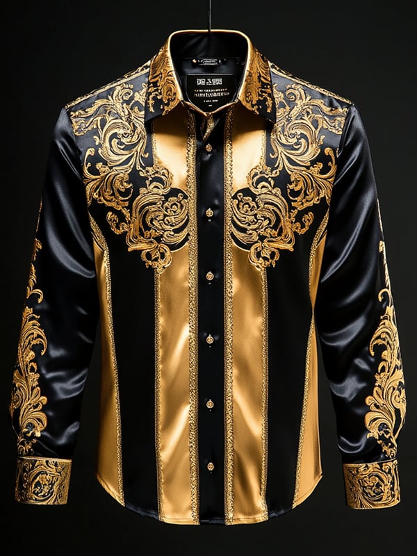 Men's Satin Luxe Long Sleeve Button Down Shirt