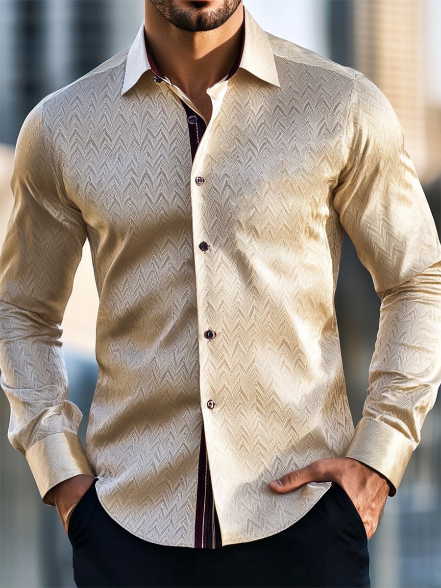 Men's Satin Luxe Long Sleeve Button Down Shirt