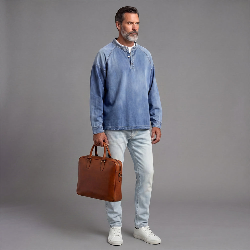 Men's Distressed Denim Casual Shirt