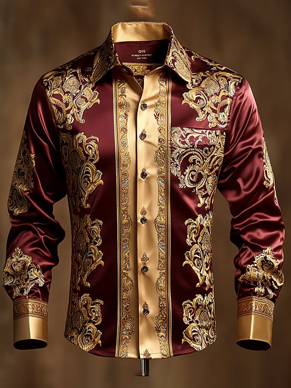 Men's Satin Luxe Long Sleeve Button Down Shirt