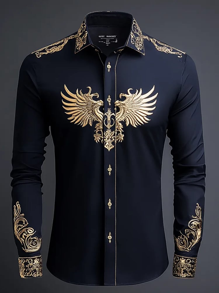 Men's Casual Abstract Printed Long Sleeve Shirt