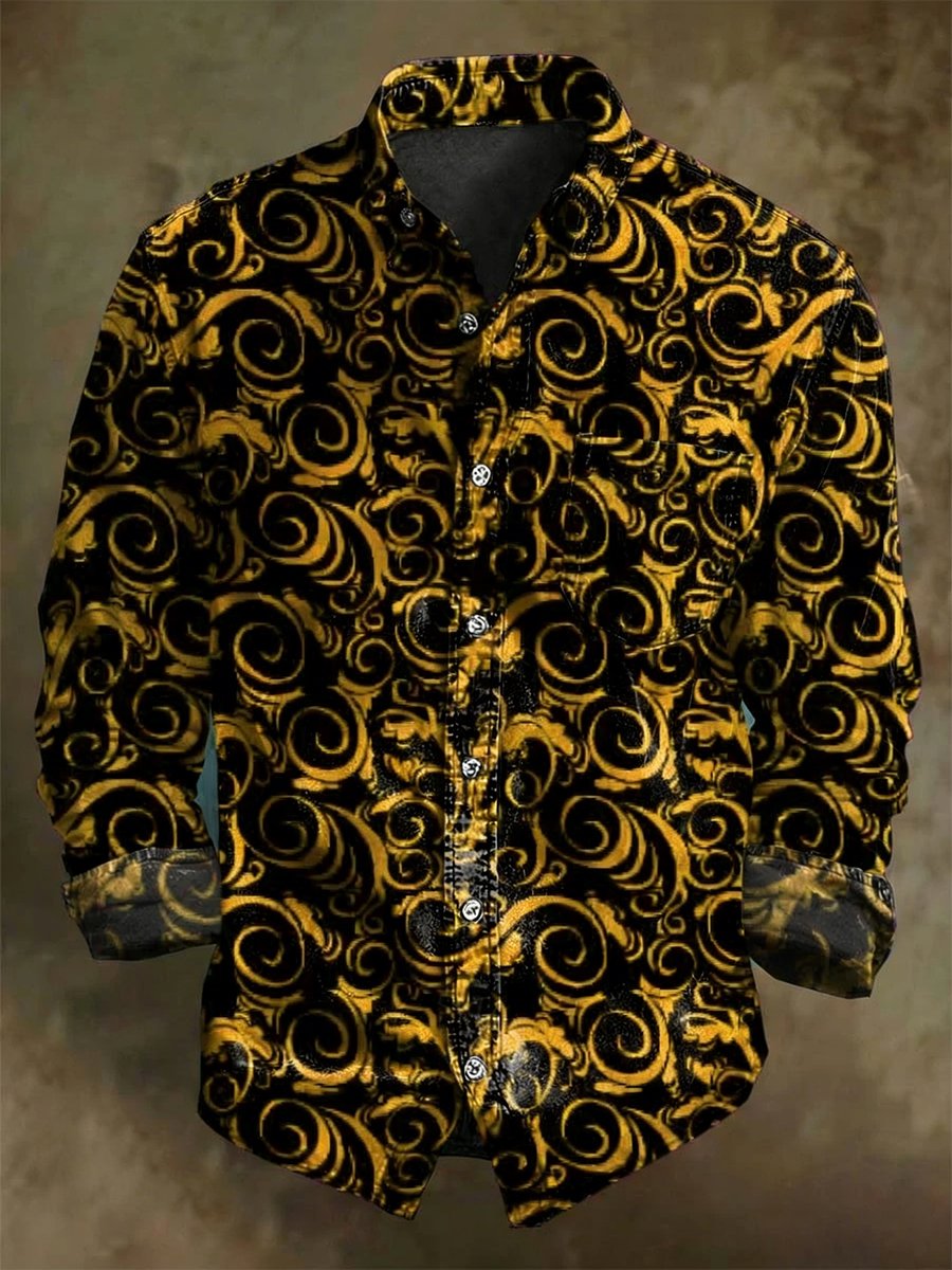 Men's Vintage Art Long-Sleeved Shirt