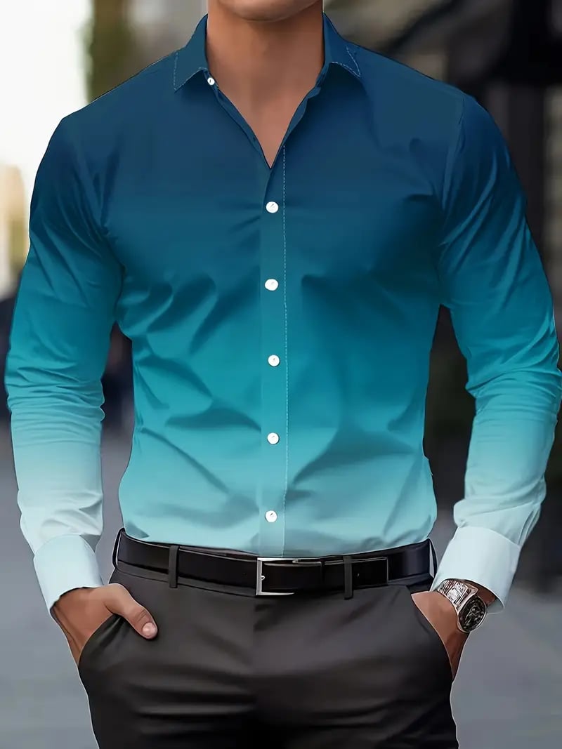 Men's Street Style Business Casual Printed Long Sleeve Shirt