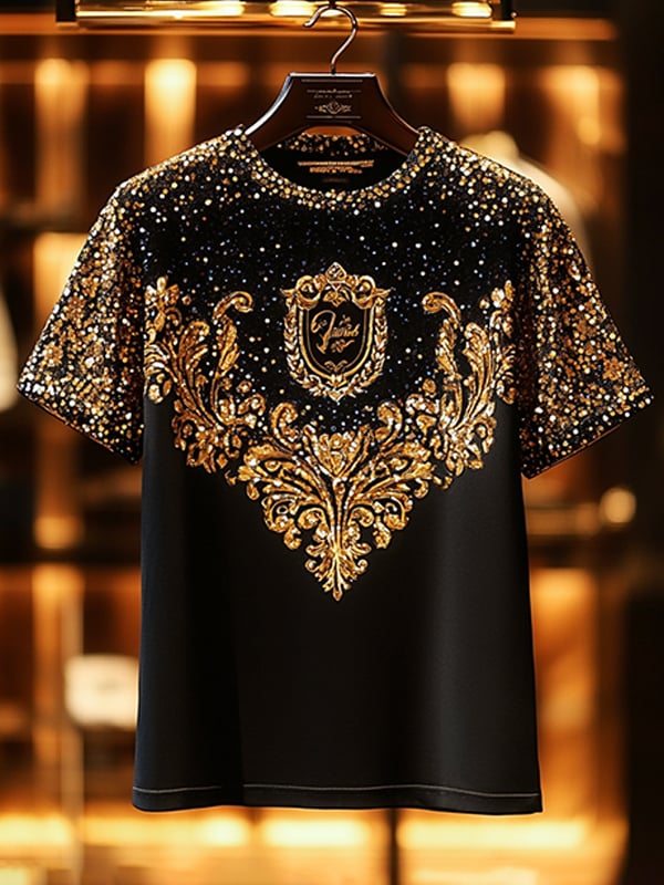 Men's Business Luxury Printed Cotton Short Sleeve T-Shirt