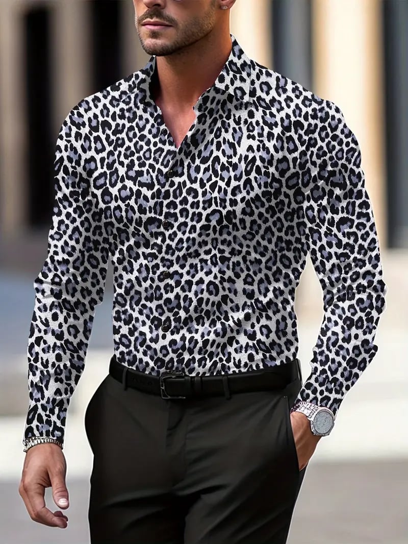 Men's Street Style Business Casual Printed Long Sleeve Shirt