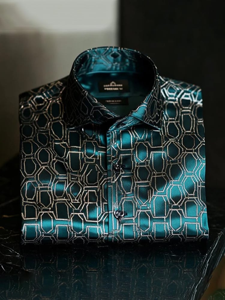 Men's Satin Luxe Long Sleeve Button Down Shirt