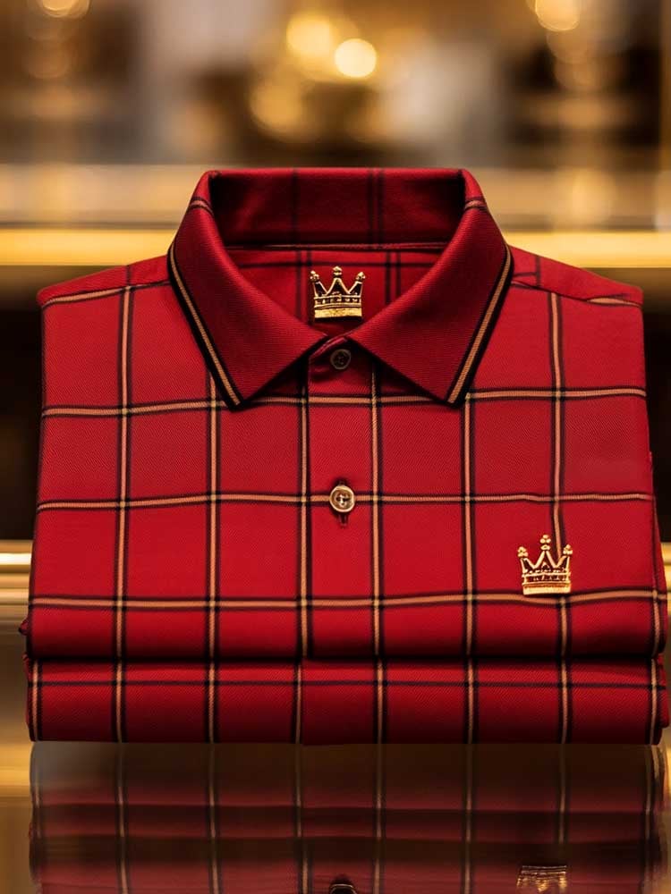 Men's Classic Business Logo Button Short Sleeve Polo Shirt