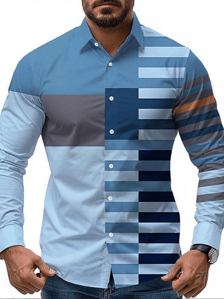 Men's Plaid Business Long Sleeve Shirt
