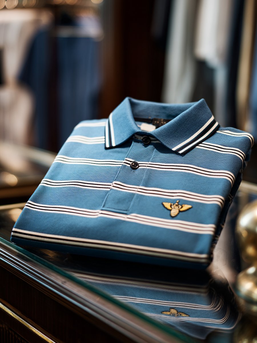 Men's Striped Business Casual Short Sleeve Polo Shirt