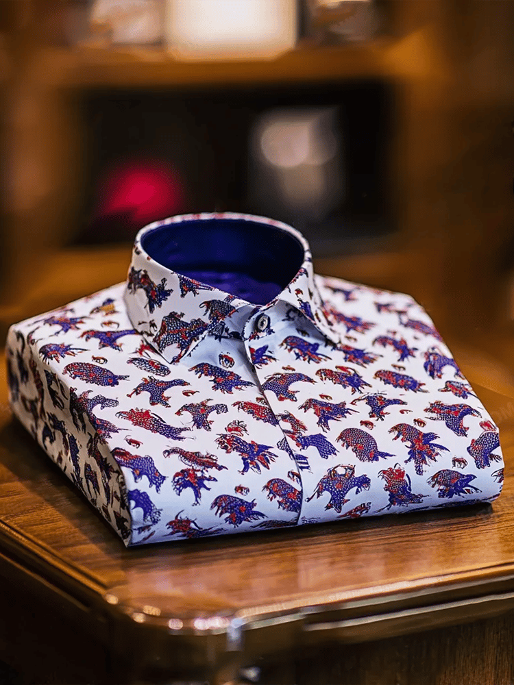 Men's Business Luxury Floral Print Short-sleeved Shirt