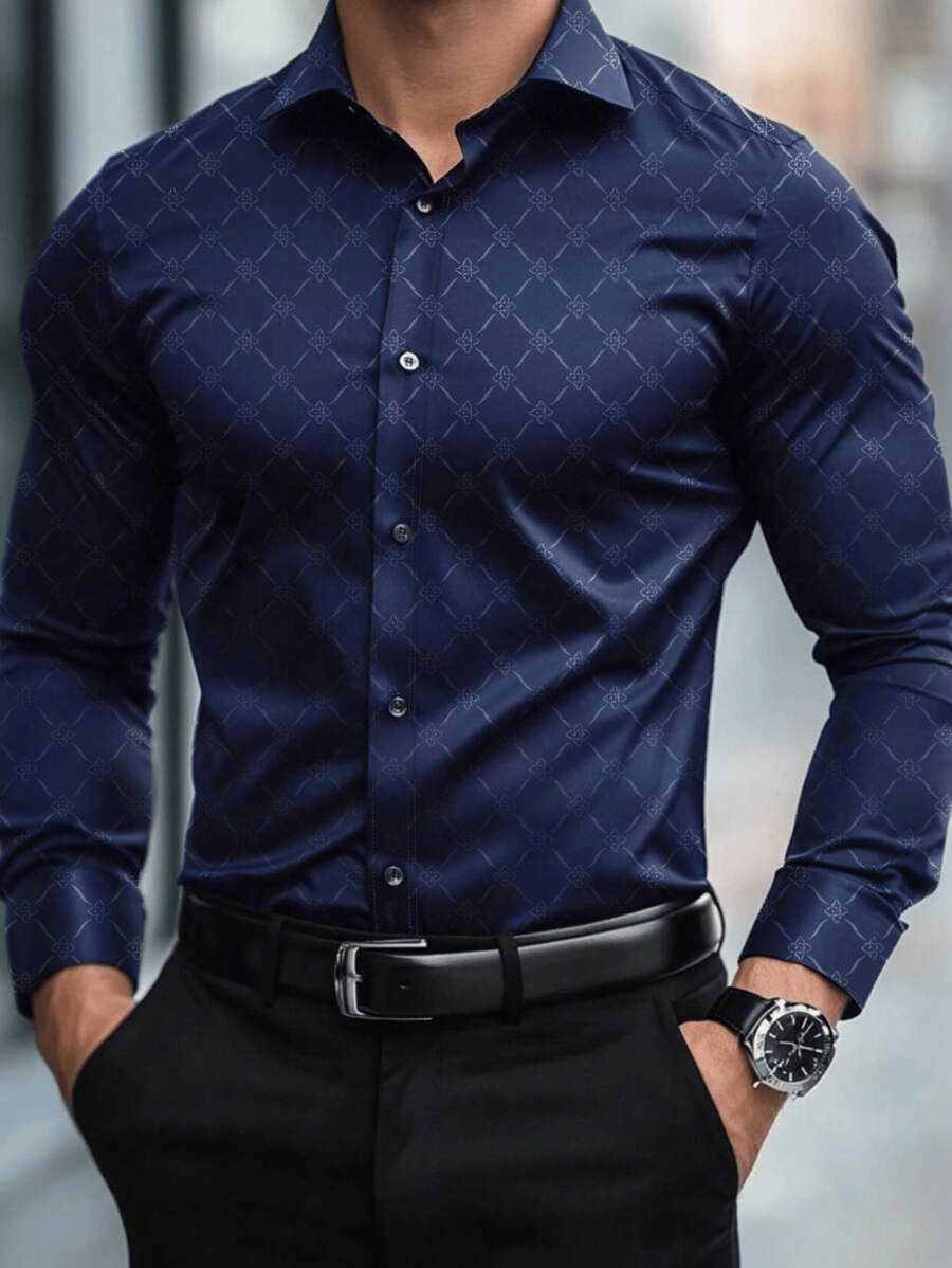 Men's Street Style Business Casual Printed Long Sleeve Shirt