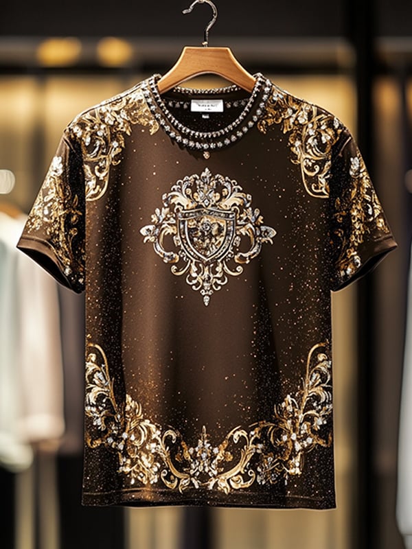 Men's Business Luxury Printed Cotton Short Sleeve T-Shirt