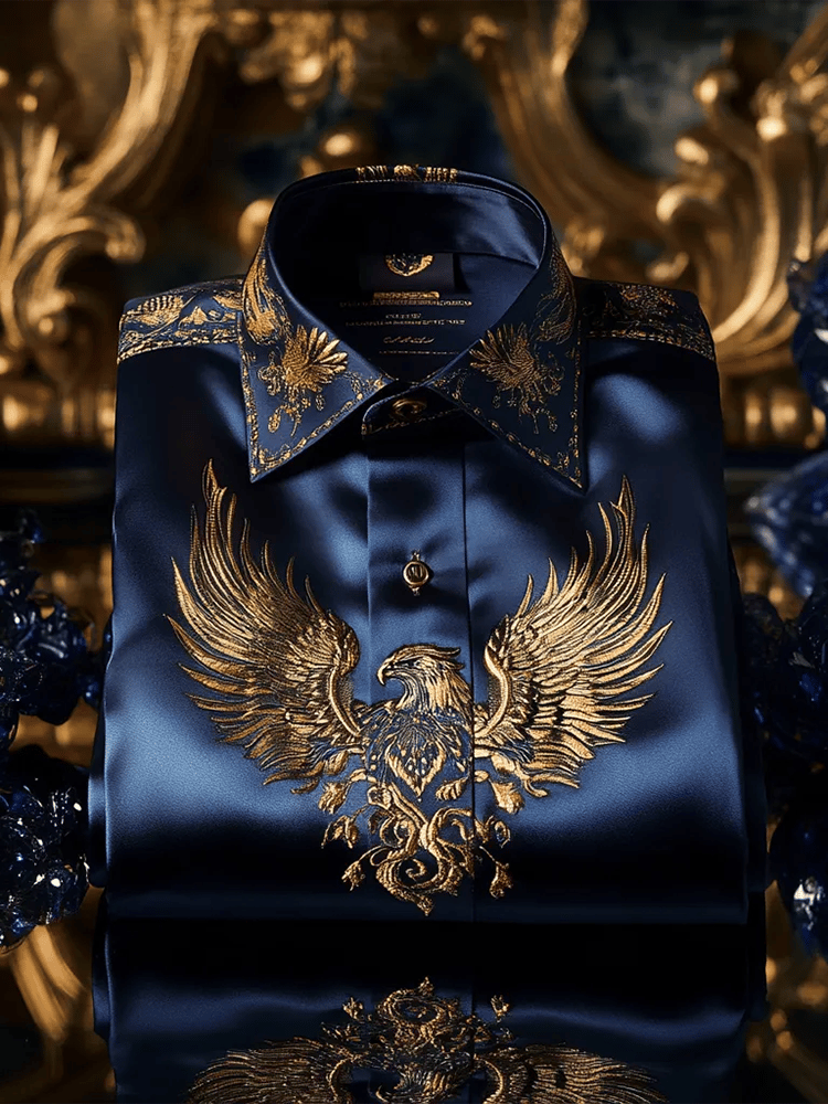Men's Satin Luxe Print Short Sleeve Button Shirt