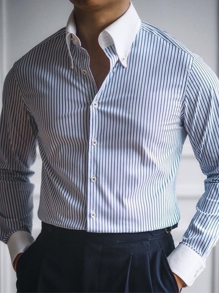 Men's Street Style Business Casual Printed Long Sleeve Shirt