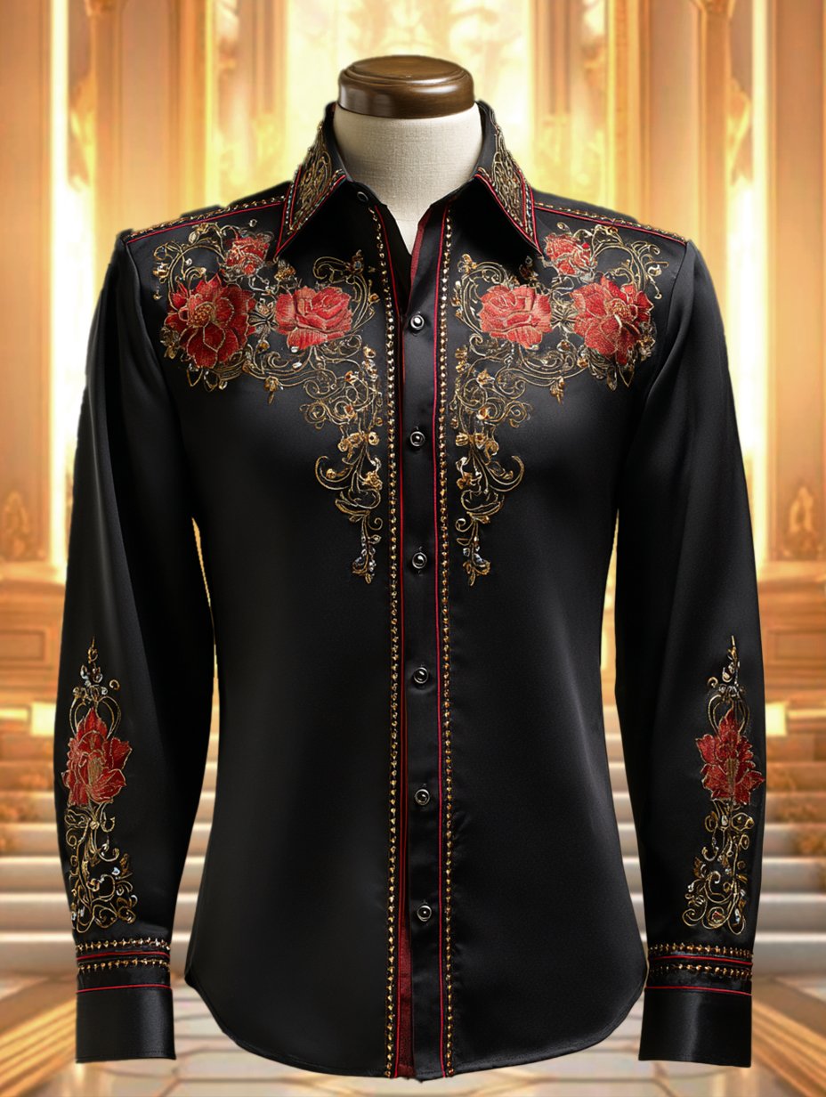 Men's Satin Luxe Long Sleeve Button Down Shirt