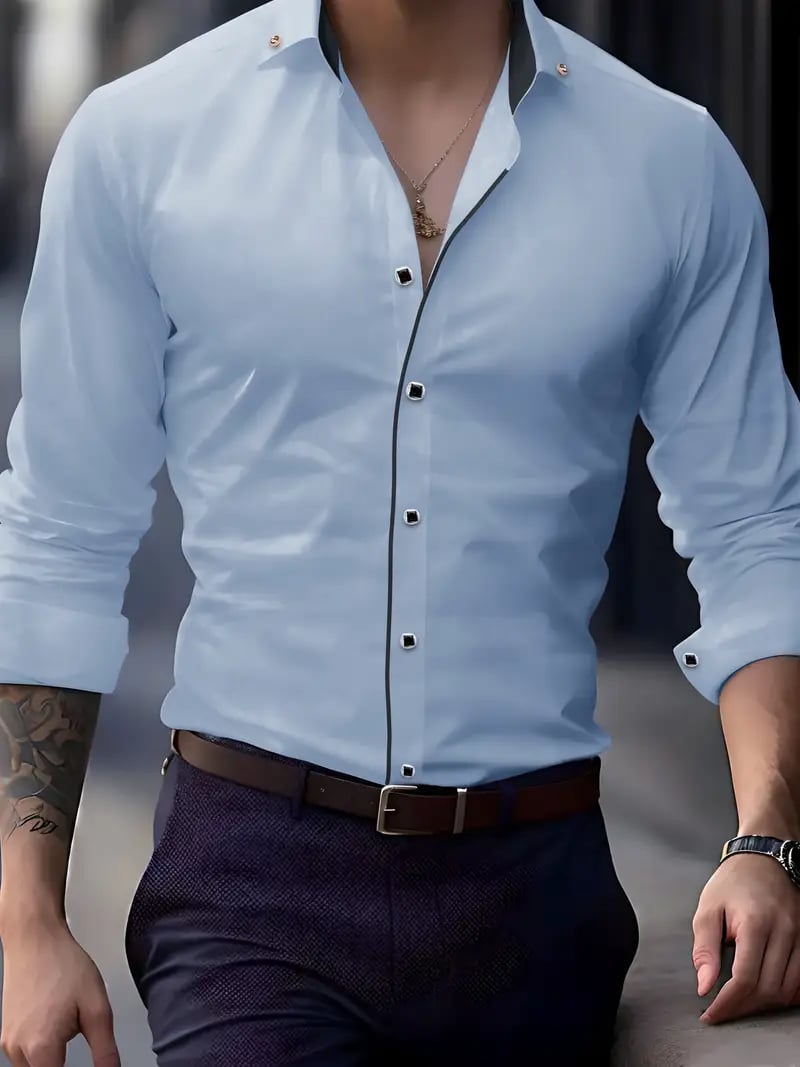 Men's Street Style Business Casual Printed Long Sleeve Shirt