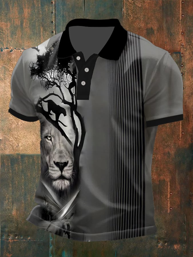 Men's Faith Printed Button Design Polo Shirt