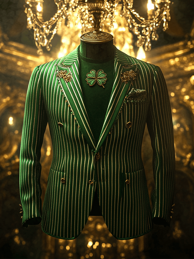 Men's Green Plaid Luxury Business Suit Jacket