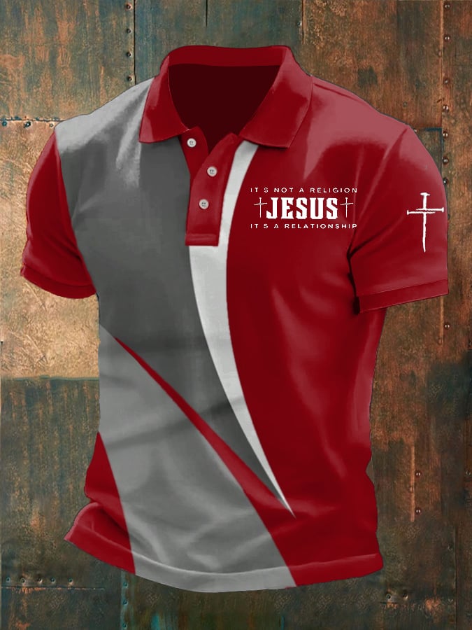 Men's Made For More Printed Button Design Polo Shirt