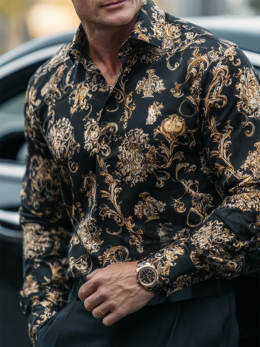 Men's Business Casual Baroque Long Sleeve Shirt