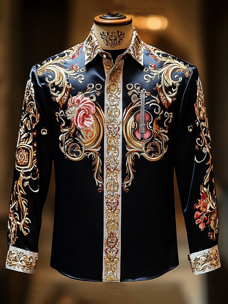 Men's Satin Luxe Long Sleeve Button Down Shirt