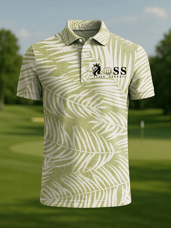 Men's Retro Letter Design Printed Casual Polo Shirt