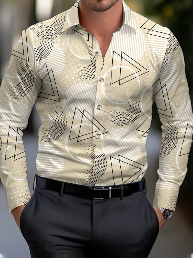 Men's Geometric Print Business Shirt