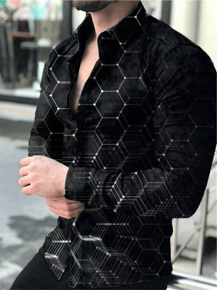 Men's Business Casual Striped Long Sleeve Shirt