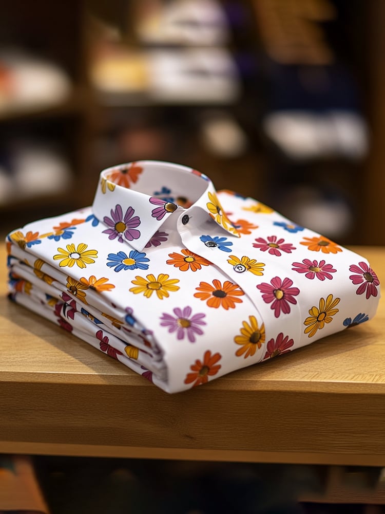 Men's Business Luxury Floral Print Short-sleeved Shirt