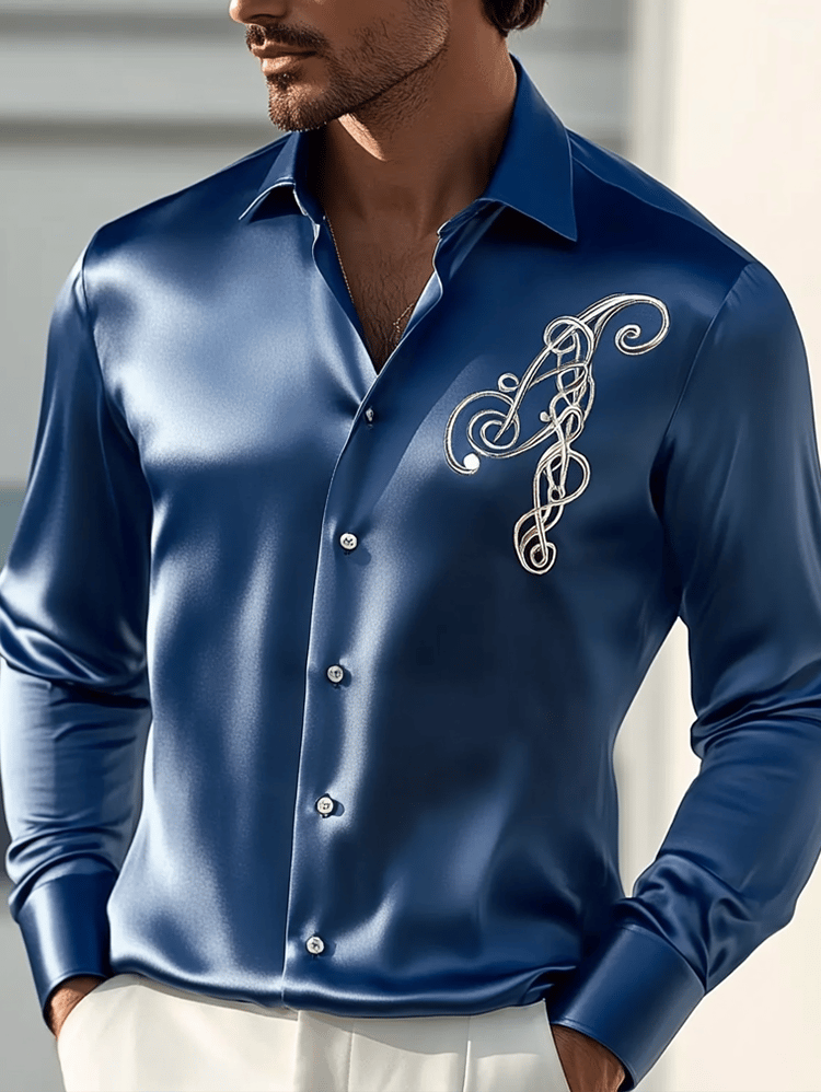 Men's Luxury Silk Business Classic Long Sleeve Shirt