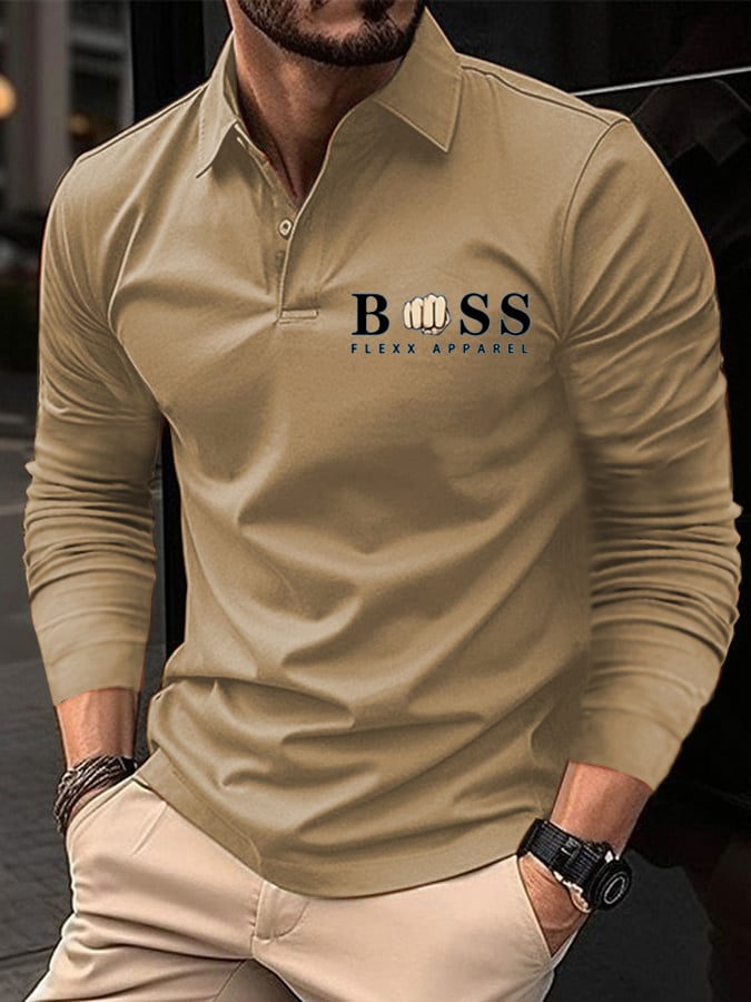 Fashion Casual Long Sleeve Solid Color Polo