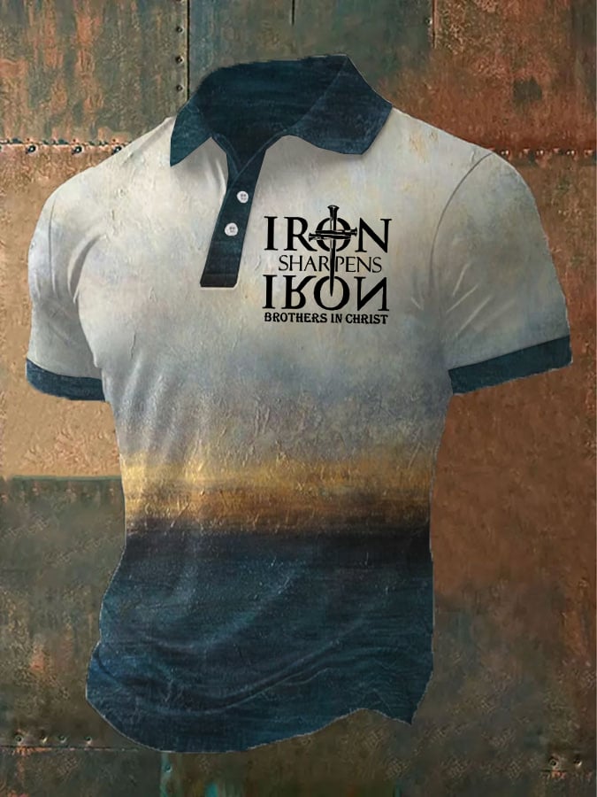 Men's Retro Faith Casual Printed Polo Shirt