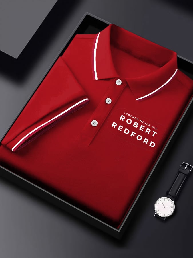 Men's Classic Business Logo Button Short Sleeve Polo Shirt