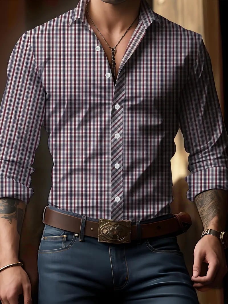 Men's Business Print Long Sleeve Shirt