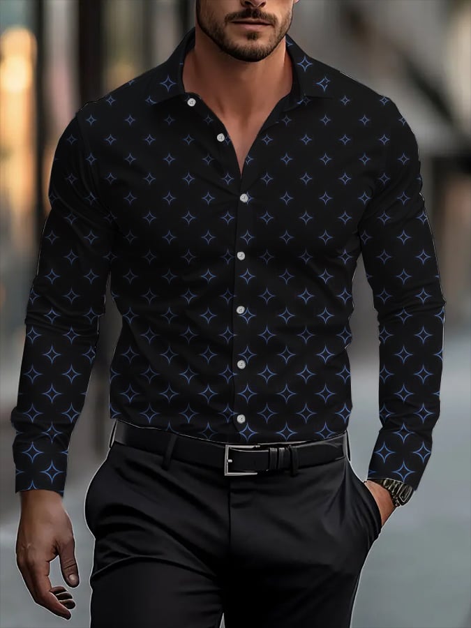 Men's Street Style Business Casual Printed Long Sleeve Shirt